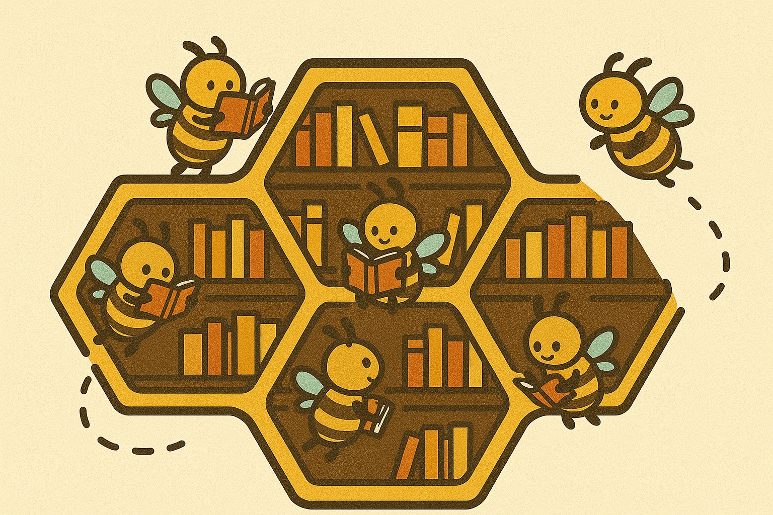 Bee sitting on a stack of books